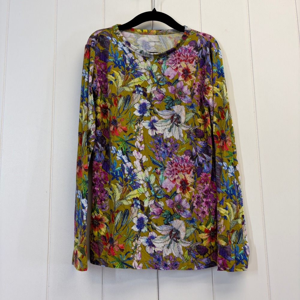 Muse Threads Bamboo Floral Top Girls Size L Botanical Comfy Loungewear Soft